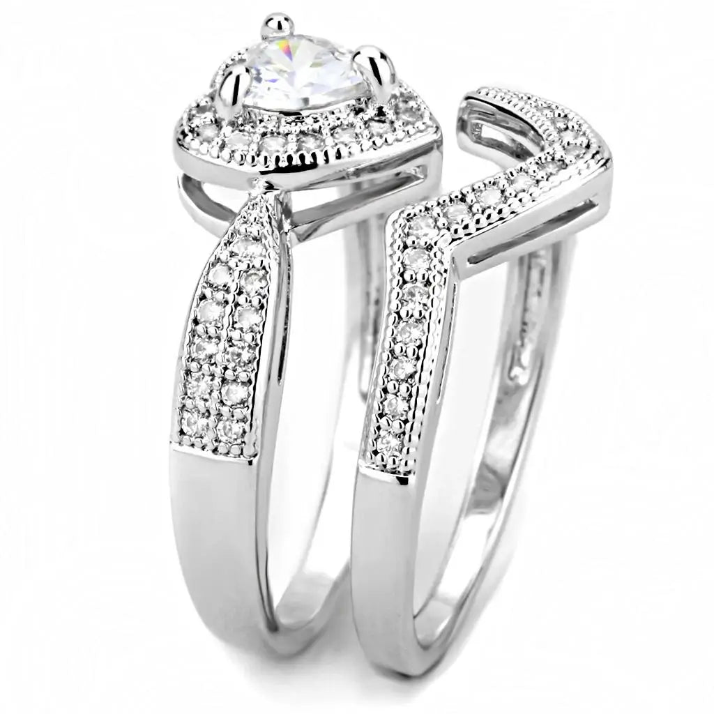 3W1508 - Rhodium Brass Ring with AAA Grade CZ in Clear - Alamode - Flyclothing LLC