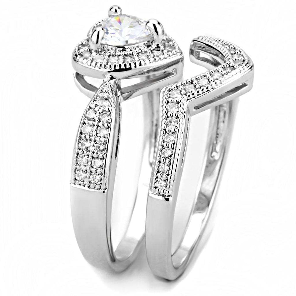 3W1508 - Rhodium Brass Ring with AAA Grade CZ in Clear - Alamode - Flyclothing LLC