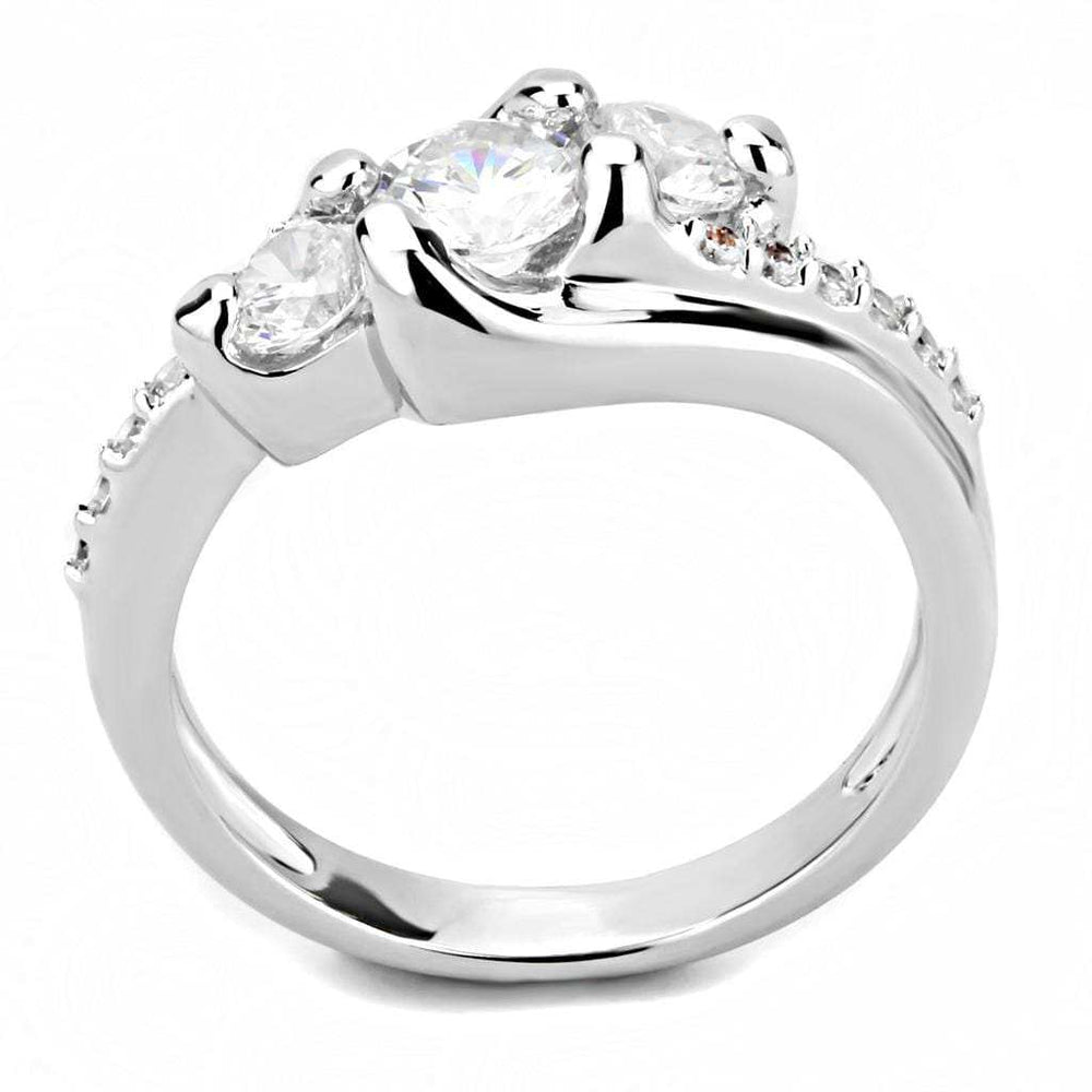 3W1512 - Rhodium Brass Ring with AAA Grade CZ in Clear - Alamode - Flyclothing LLC