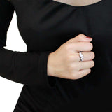 3W1512 - Rhodium Brass Ring with AAA Grade CZ in Clear - Alamode - Flyclothing LLC