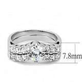 3W1513 - Rhodium Brass Ring with AAA Grade CZ  in Clear - Alamode