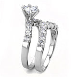 3W1513 - Rhodium Brass Ring with AAA Grade CZ  in Clear - Alamode