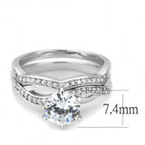 3W1514 - Rhodium Brass Ring with AAA Grade CZ  in Clear - Alamode