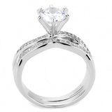 3W1514 - Rhodium Brass Ring with AAA Grade CZ  in Clear - Alamode