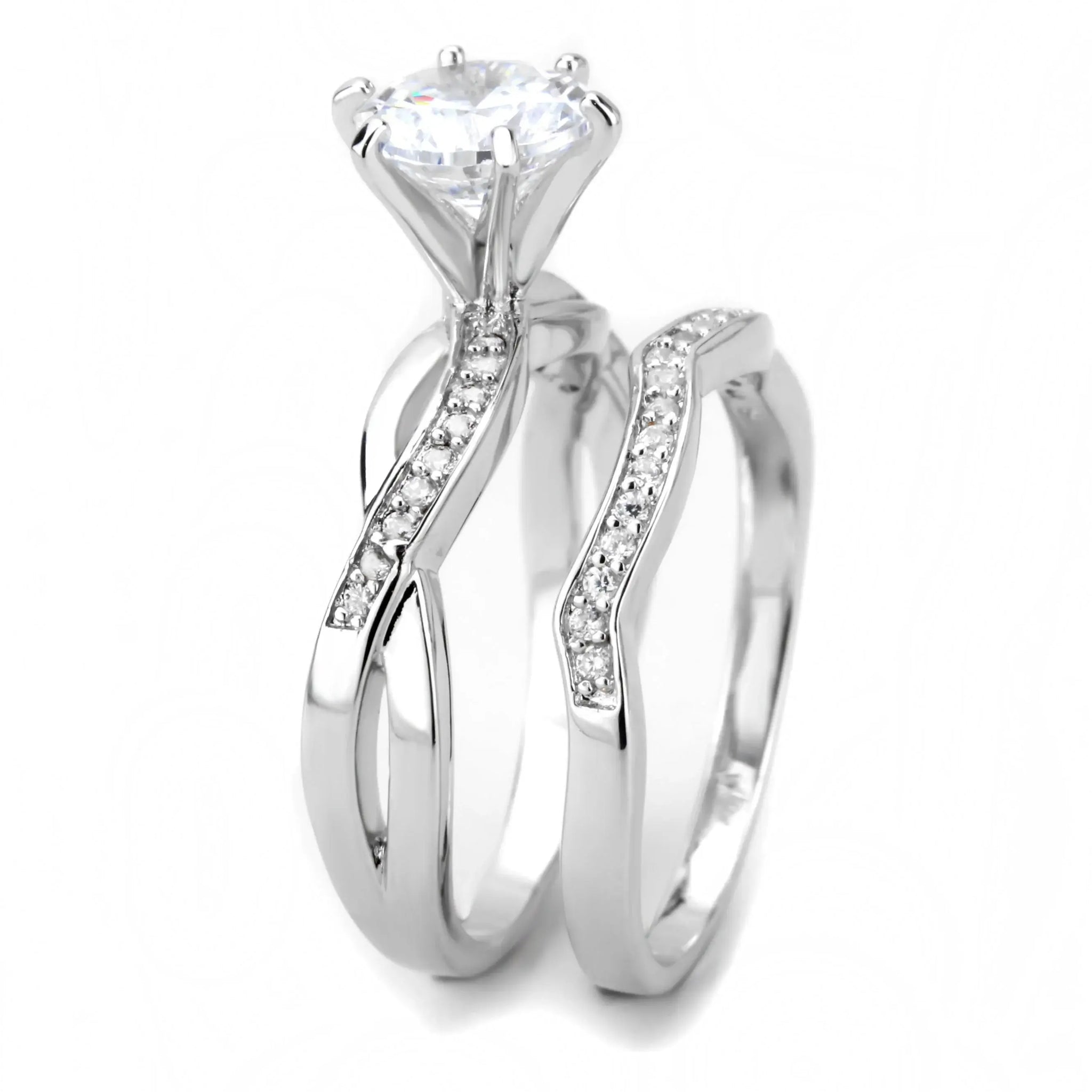 3W1514 - Rhodium Brass Ring with AAA Grade CZ in Clear - Alamode - Flyclothing LLC
