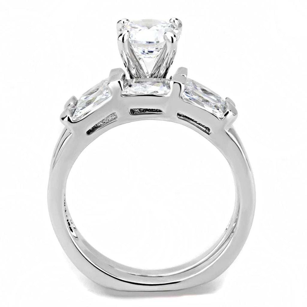 3W1515 - Rhodium Brass Ring with AAA Grade CZ in Clear - Alamode - Flyclothing LLC