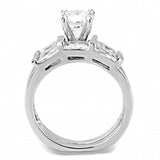 3W1515 - Rhodium Brass Ring with AAA Grade CZ  in Clear - Alamode