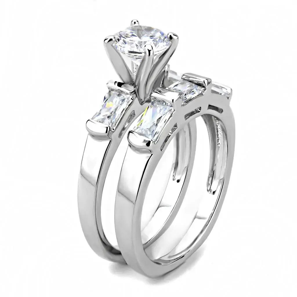 3W1515 - Rhodium Brass Ring with AAA Grade CZ in Clear - Alamode - Flyclothing LLC