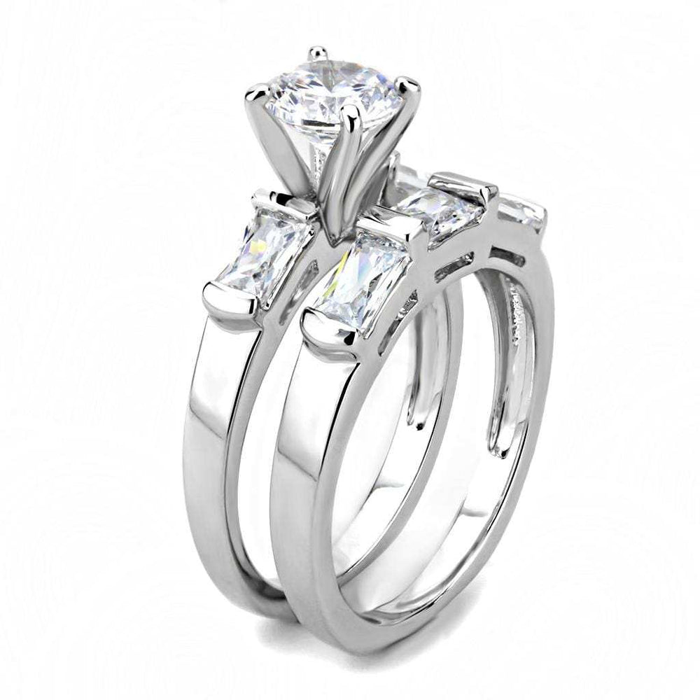 3W1515 - Rhodium Brass Ring with AAA Grade CZ in Clear - Alamode - Flyclothing LLC