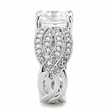 3W1517 - Rhodium Brass Ring with AAA Grade CZ in Clear - Alamode - Flyclothing LLC