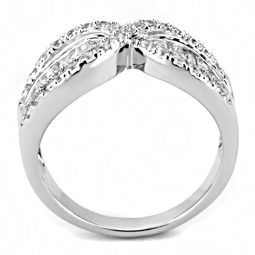 3W1518 - Rhodium Brass Ring with AAA Grade CZ in Clear - Alamode - Flyclothing LLC
