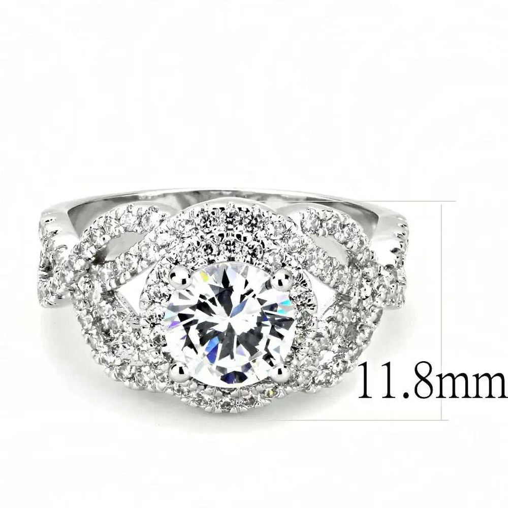 3W1519 - Rhodium Brass Ring with AAA Grade CZ in Clear - Alamode - Flyclothing LLC