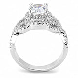 3W1519 - Rhodium Brass Ring with AAA Grade CZ  in Clear - Alamode