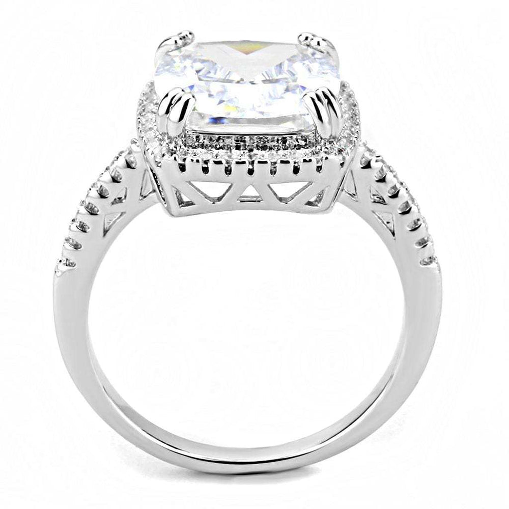 3W1522 - Rhodium Brass Ring with AAA Grade CZ in Clear - Alamode - Flyclothing LLC