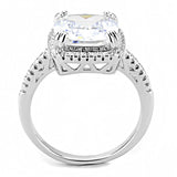 3W1522 - Rhodium Brass Ring with AAA Grade CZ  in Clear - Alamode