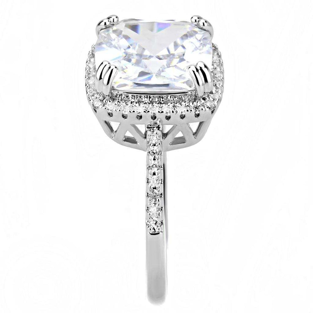 3W1522 - Rhodium Brass Ring with AAA Grade CZ in Clear - Alamode - Flyclothing LLC