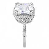 3W1522 - Rhodium Brass Ring with AAA Grade CZ  in Clear - Alamode