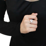 3W1522 - Rhodium Brass Ring with AAA Grade CZ in Clear - Alamode - Flyclothing LLC