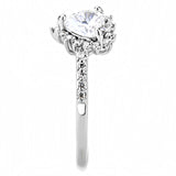 3W1526 - Rhodium Brass Ring with AAA Grade CZ  in Clear
