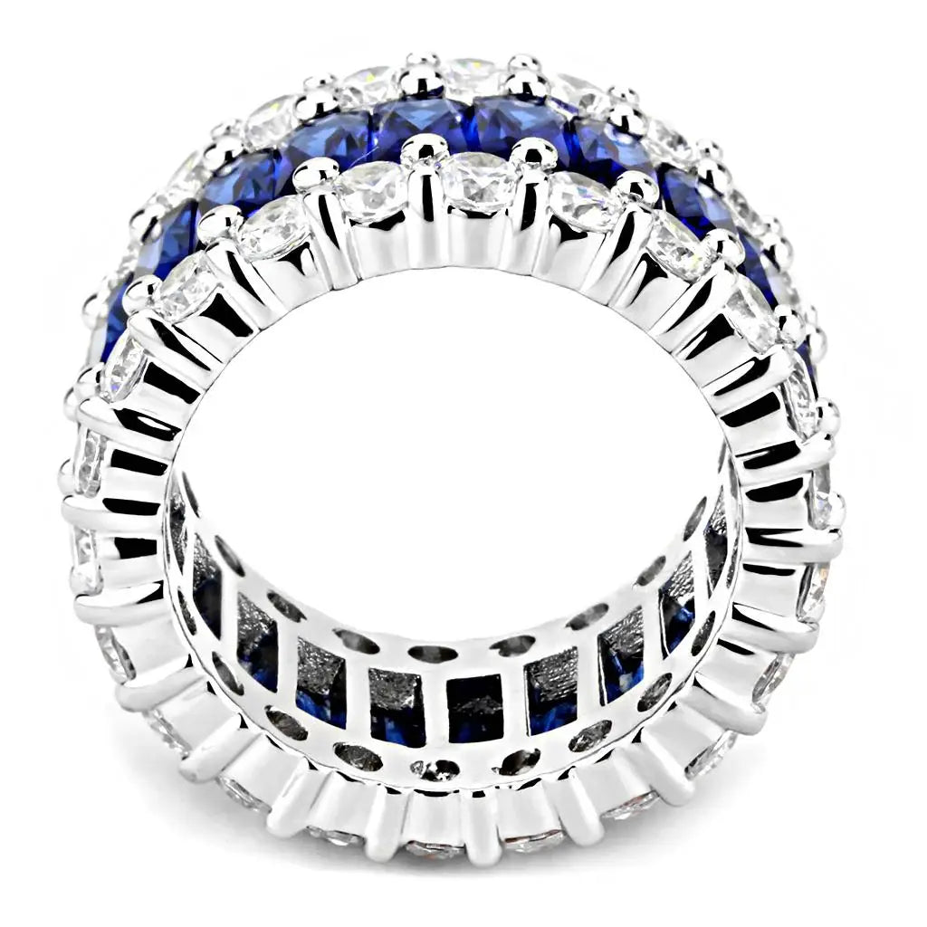 3W1527 - Rhodium Brass Ring with Synthetic in Montana - Alamode - Flyclothing LLC