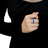 3W1527 - Rhodium Brass Ring with Synthetic in Montana - Alamode - Flyclothing LLC