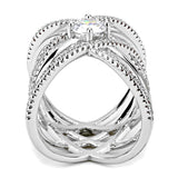 3W1528 - Rhodium Brass Ring with AAA Grade CZ  in Clear - Alamode