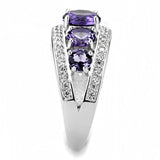 3W1530 - Rhodium Brass Ring with Synthetic in Amethyst - Alamode - Flyclothing LLC