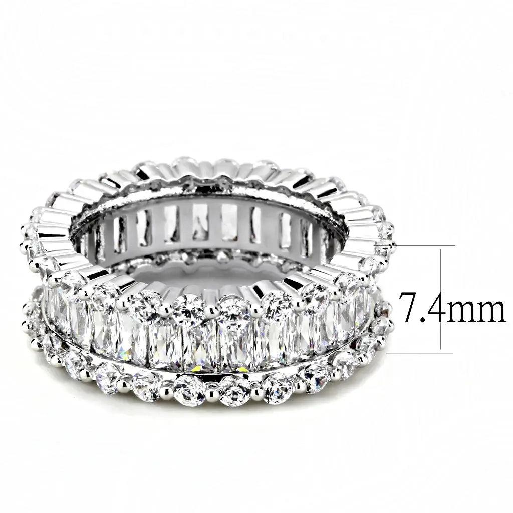 3W1531 - Rhodium Brass Ring with AAA Grade CZ in Clear - Alamode - Flyclothing LLC