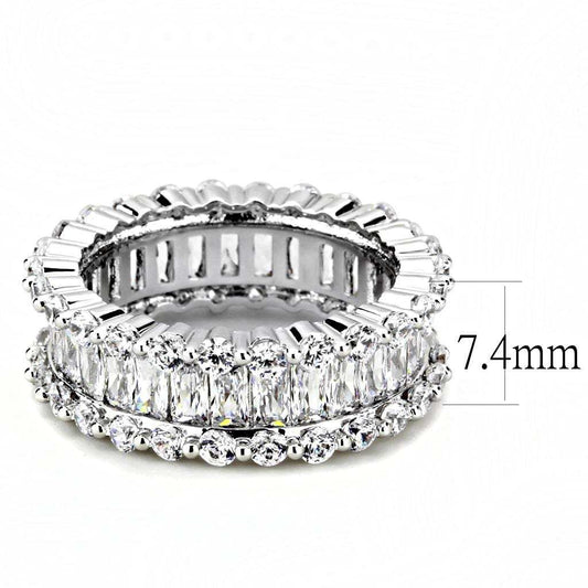 3W1531 - Rhodium Brass Ring with AAA Grade CZ in Clear - Alamode - Flyclothing LLC