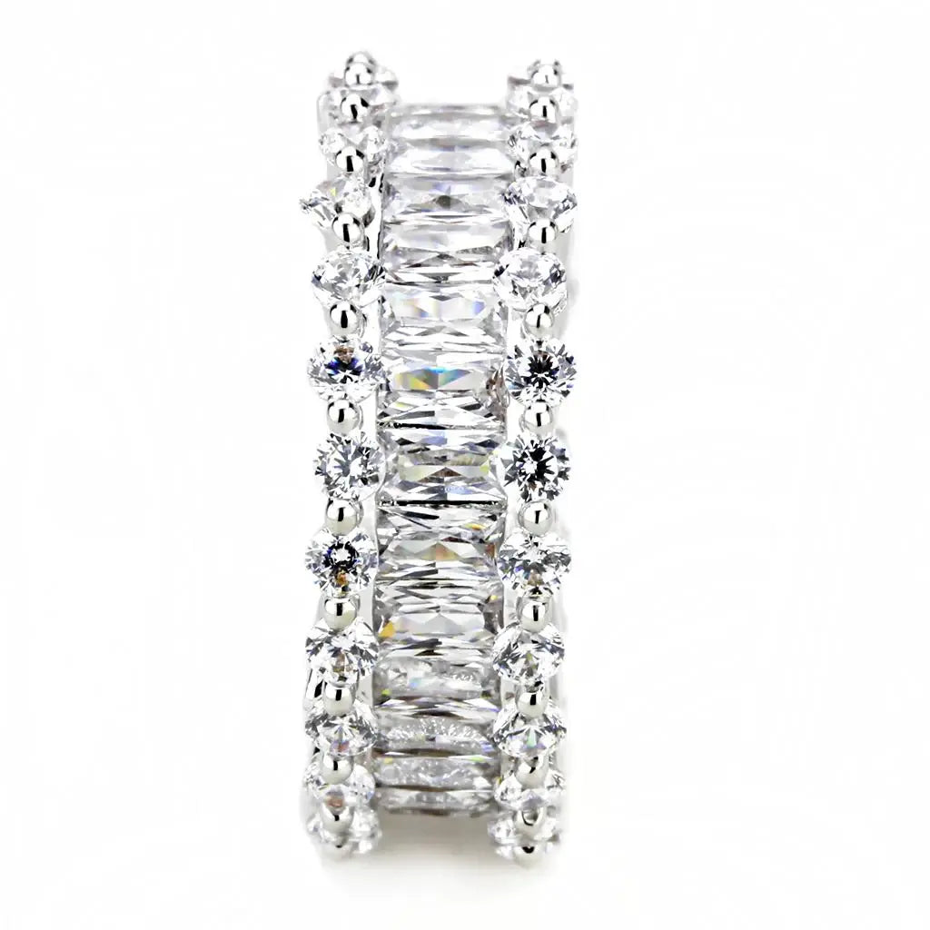 3W1531 - Rhodium Brass Ring with AAA Grade CZ in Clear - Alamode - Flyclothing LLC