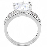 3W1532 - Rhodium Brass Ring with AAA Grade CZ  in Clear - Alamode