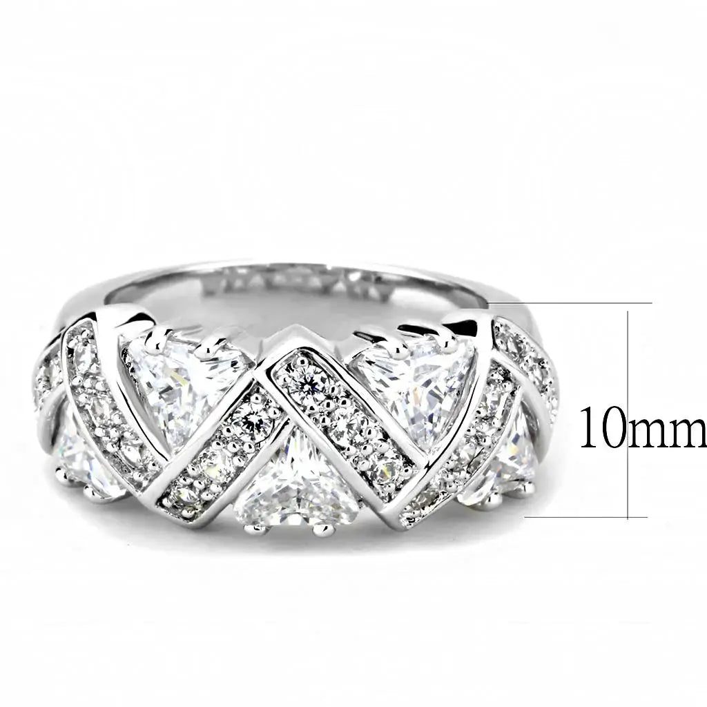 3W1533 - Rhodium Brass Ring with AAA Grade CZ in Clear - Alamode - Flyclothing LLC