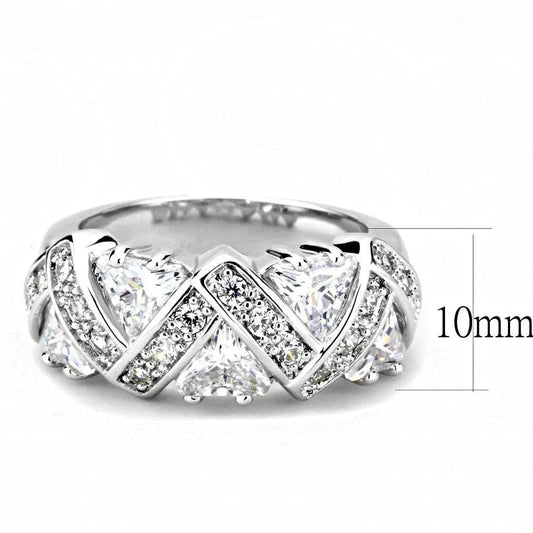 3W1533 - Rhodium Brass Ring with AAA Grade CZ in Clear - Alamode - Flyclothing LLC