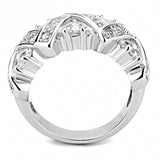 3W1533 - Rhodium Brass Ring with AAA Grade CZ  in Clear - Alamode