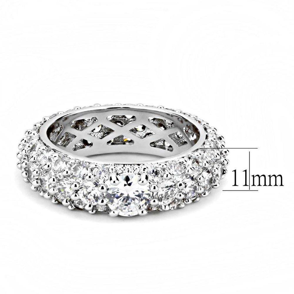 3W1534 - Rhodium Brass Ring with AAA Grade CZ in Clear - Alamode - Flyclothing LLC