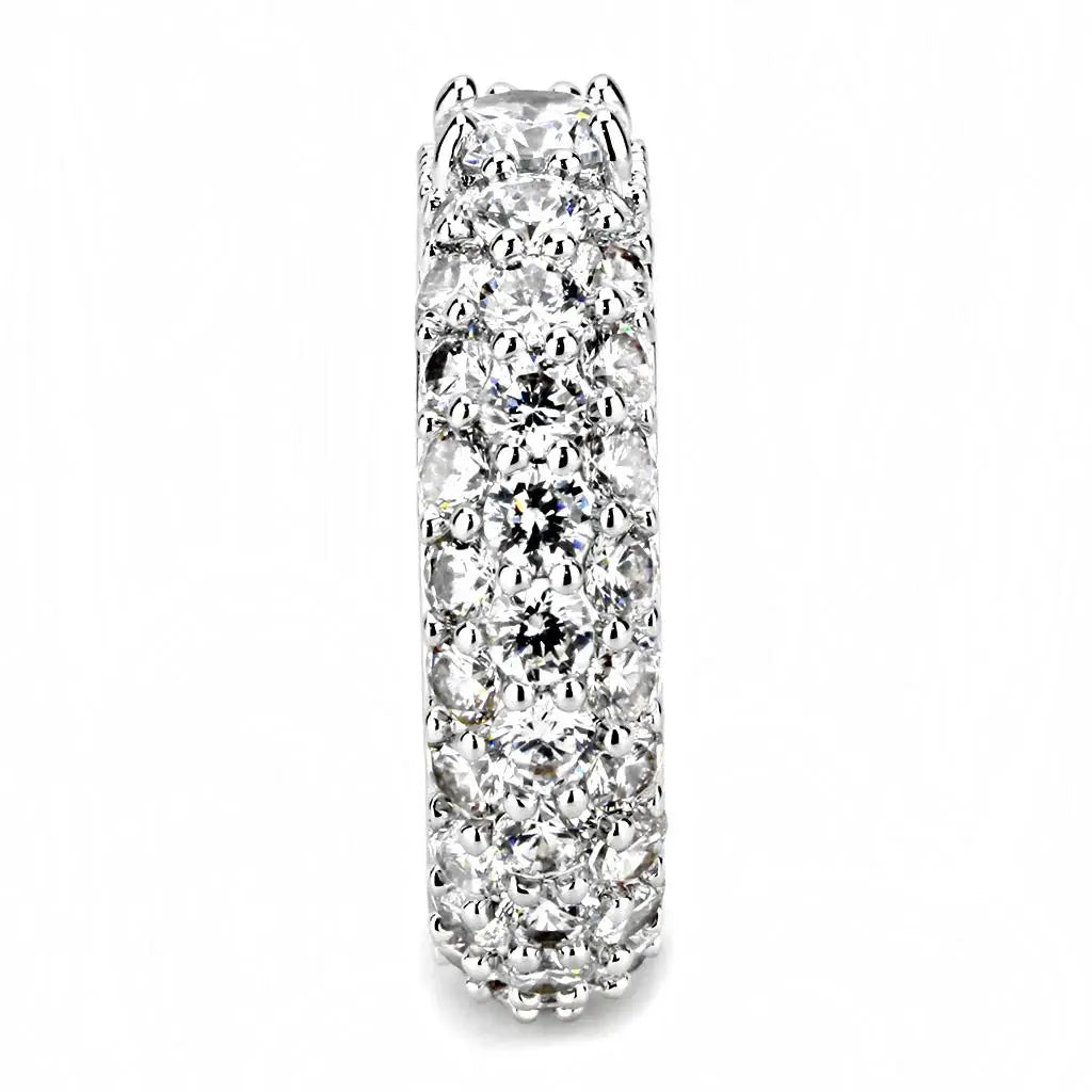 3W1534 - Rhodium Brass Ring with AAA Grade CZ in Clear - Alamode - Flyclothing LLC
