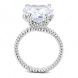 3W1536 - Rhodium Brass Ring with AAA Grade CZ  in Clear