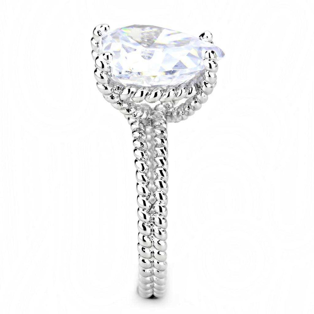 3W1536 - Rhodium Brass Ring with AAA Grade CZ in Clear - Alamode - Flyclothing LLC
