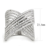 3W1539 - Rhodium Brass Ring with AAA Grade CZ  in Clear - Alamode