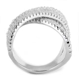 3W1539 - Rhodium Brass Ring with AAA Grade CZ  in Clear - Alamode