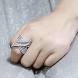 3W1539 - Rhodium Brass Ring with AAA Grade CZ in Clear - Alamode - Flyclothing LLC