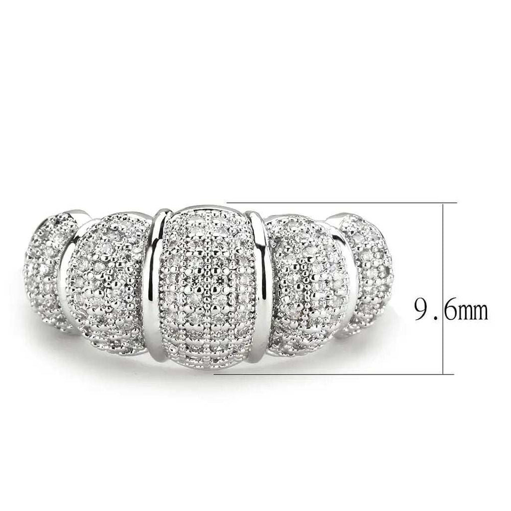 3W1540 - Rhodium Brass Ring with AAA Grade CZ in Clear - Alamode - Flyclothing LLC