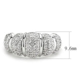 3W1540 - Rhodium Brass Ring with AAA Grade CZ  in Clear - Alamode