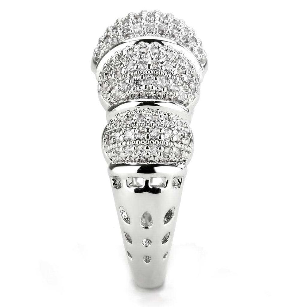 3W1540 - Rhodium Brass Ring with AAA Grade CZ in Clear - Alamode - Flyclothing LLC