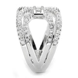 3W1541 - Rhodium Brass Ring with AAA Grade CZ in Clear - Alamode - Flyclothing LLC