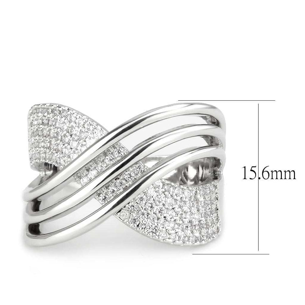 3W1542 - Rhodium Brass Ring with AAA Grade CZ in Clear - Alamode - Flyclothing LLC