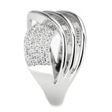 3W1542 - Rhodium Brass Ring with AAA Grade CZ in Clear - Alamode - Flyclothing LLC
