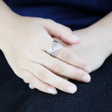 3W1542 - Rhodium Brass Ring with AAA Grade CZ in Clear - Alamode - Flyclothing LLC