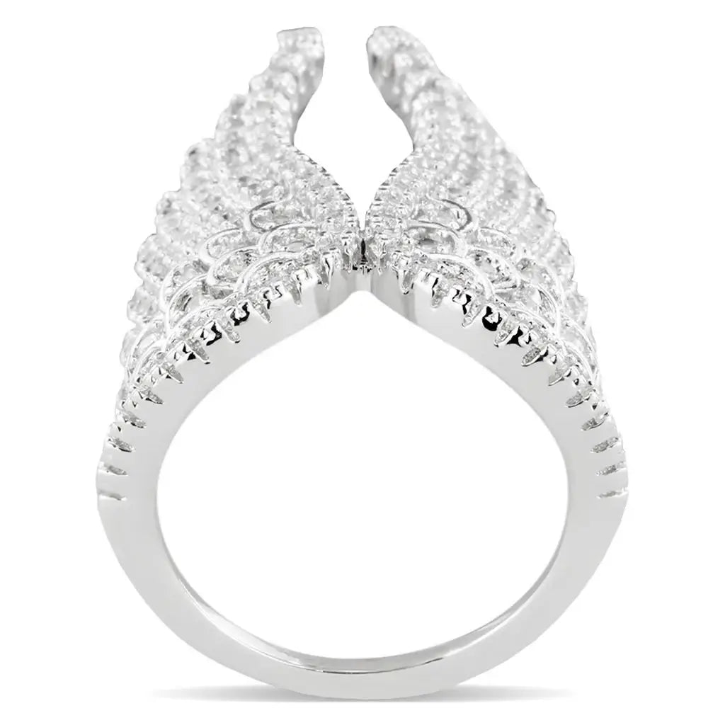 Alamode Rhodium Brass Ring with AAA Grade CZ in Clear - Alamode - Flyclothing LLC