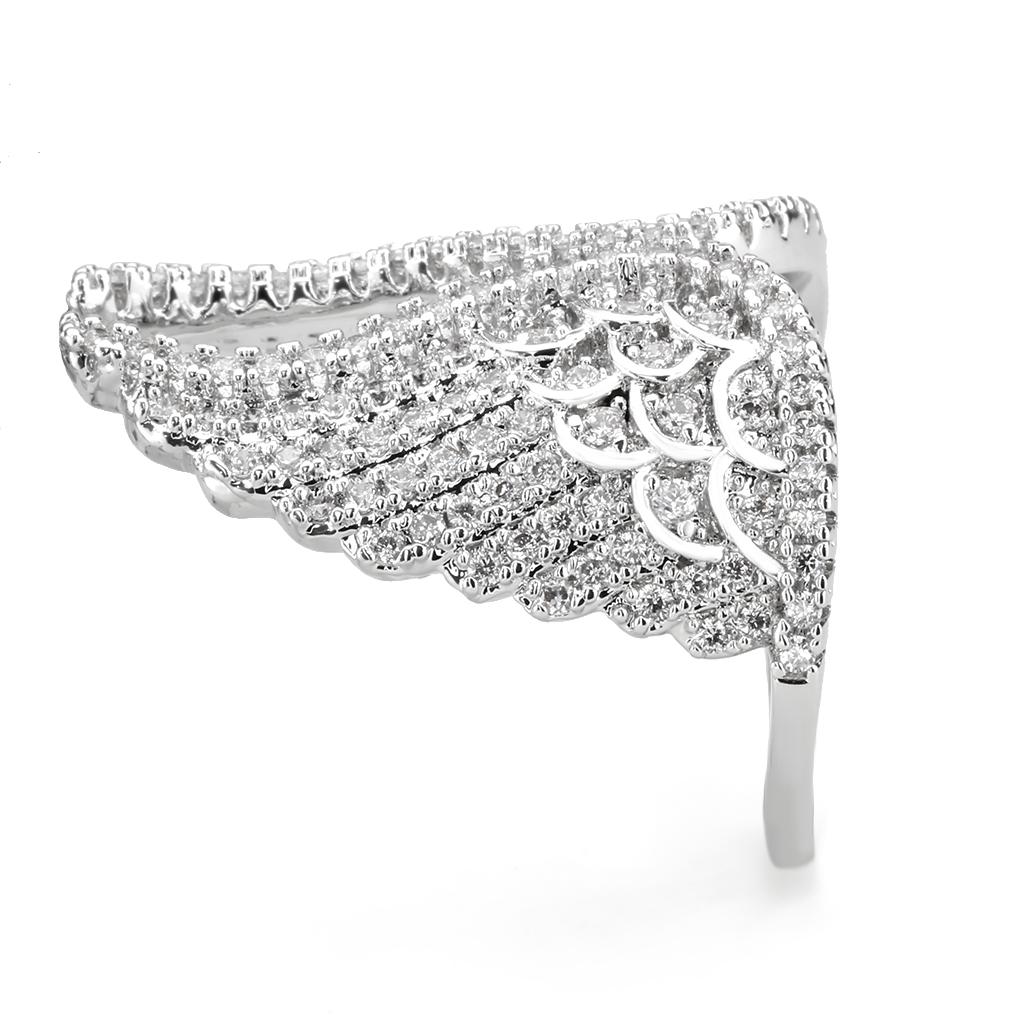 Alamode Rhodium Brass Ring with AAA Grade CZ in Clear - Alamode - Flyclothing LLC